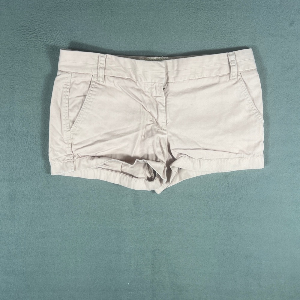 J.Crew Womens Chino Shorts 0 Tan Solid Low Rise Cuffed Hem 3090